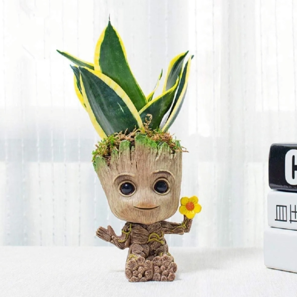 Groot Planter with Green and Yellow Accents